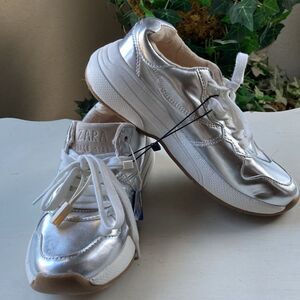 Zara Metallic Silver Women's Sneakers